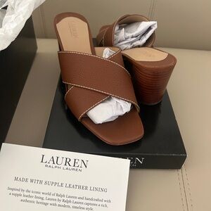 Ralph Lauren Tan Leather Mules/Sandals